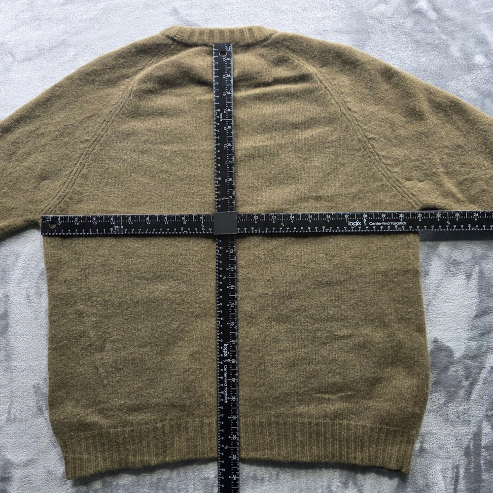 J.Crew Sweater XL Olive Brown Mens Regular Fit 100% Wool Raglan Crewneck Knit - Picture 6 of 8